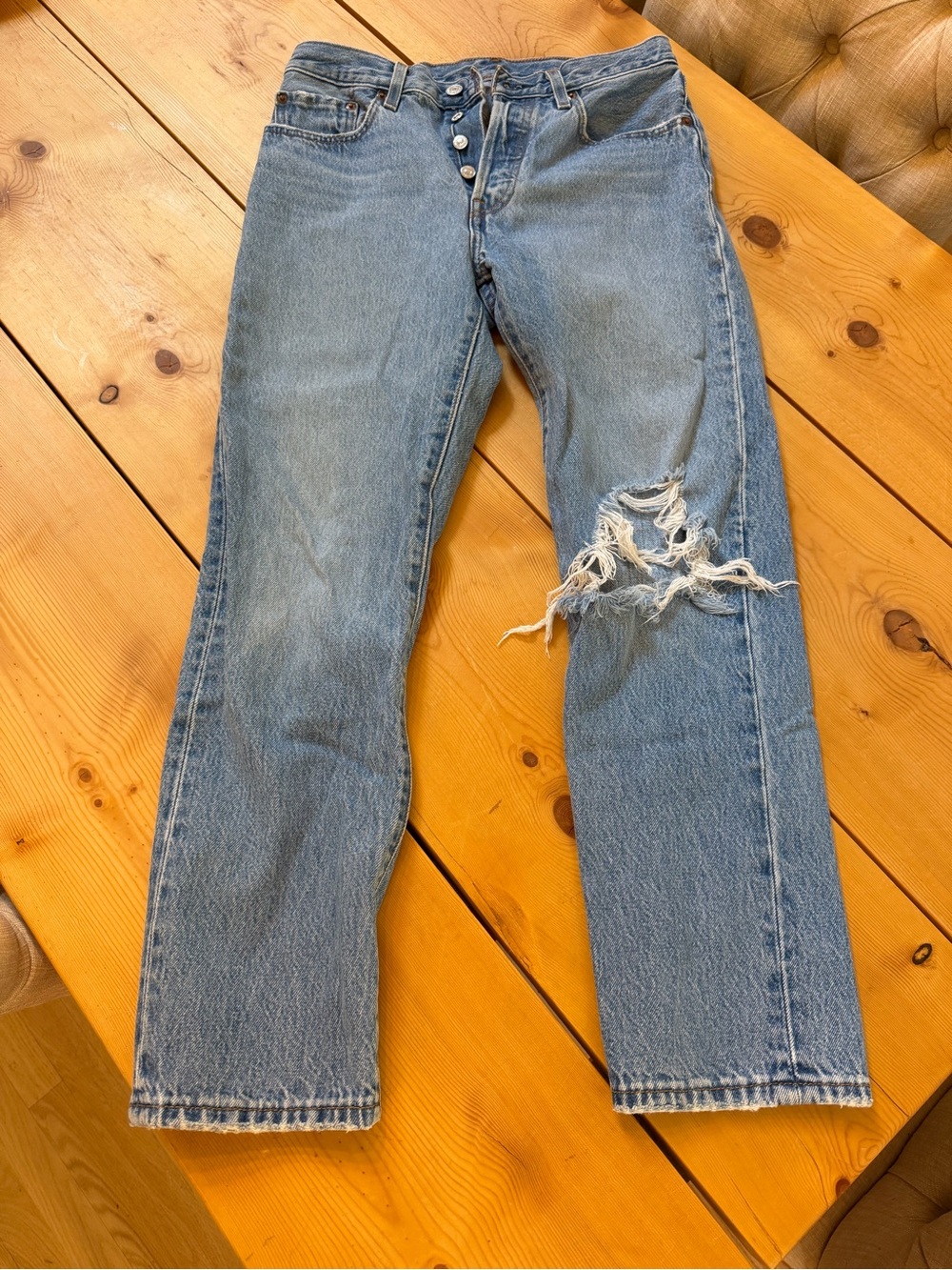 Levi's 501 Straight Jean- Distressed